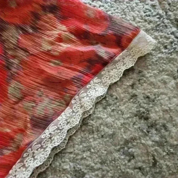 Free People Daydreamer Batwing Crotchet Lace Trim Multicolored Sheer Top S - Picture 10 of 15